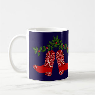 Western jul Bandana Skriv ut CowboyBoots Kaffemugg