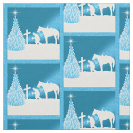 Western Jul Cowboy Praying Fabric Tyg