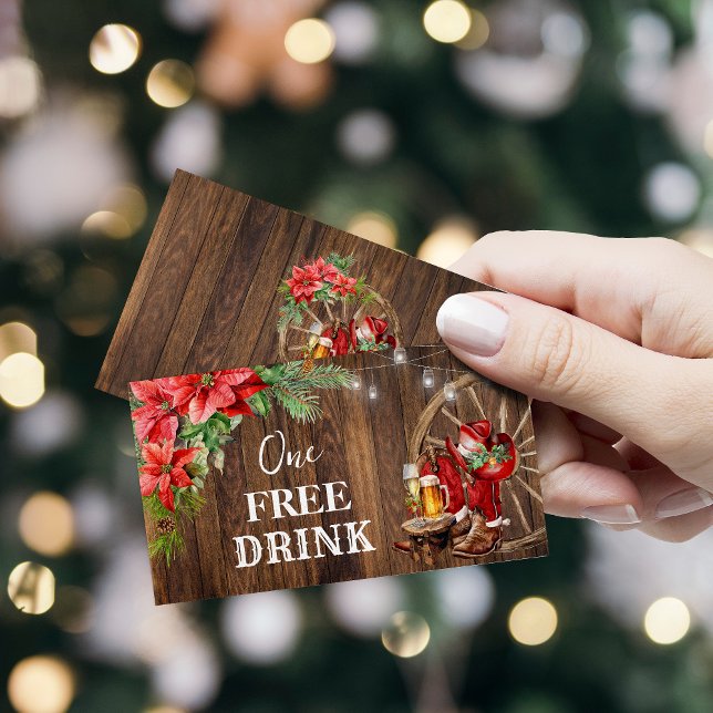 Western jul gratis dryck party kort biljett (Skapare uppladdad)