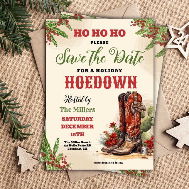 Western jul, Helgdag Hoedown, Cowboy Party Spara Datumet (Skapare uppladdad)