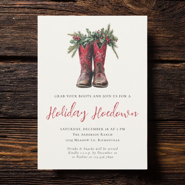 Western jul Hoedown Party Boots Helgdag Inbjudningar (Skapare uppladdad)
