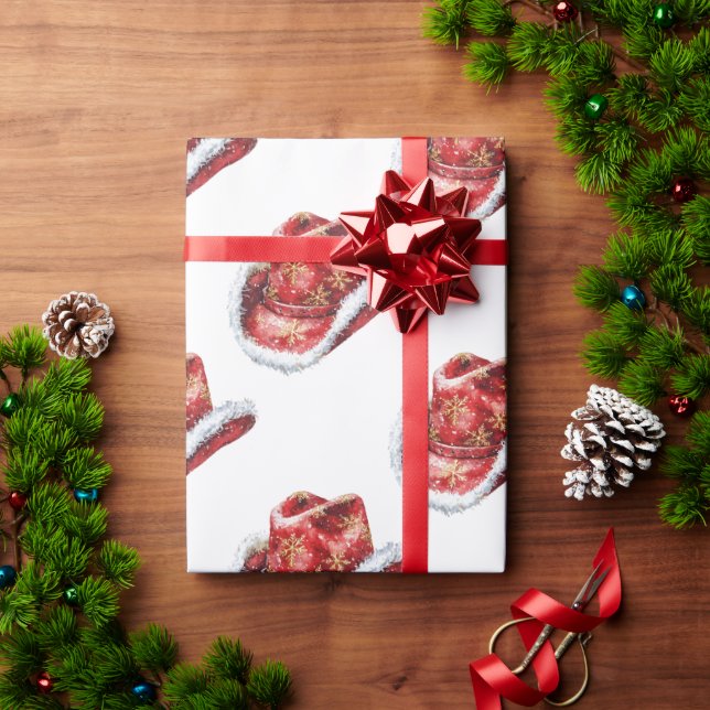 Western Jul Red Cowboy Cowgirl Hat Presentpapper (Julgåva)