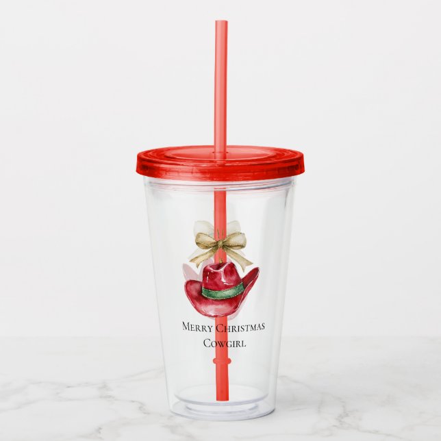 Western Jul Red Cowboy Cowgirl Hat Take Away Mugg (Framsida)