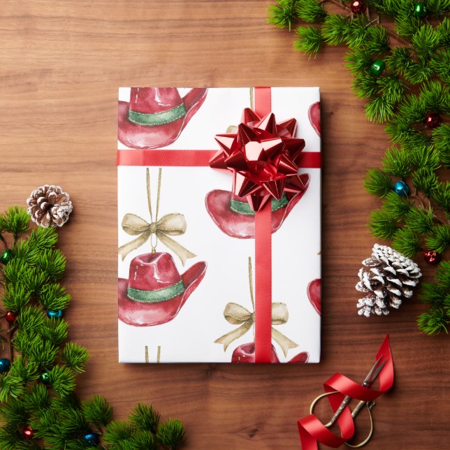 Western Jul Red Cowboy Cowgirl Hats Presentpapper (Julgåva)