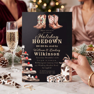 Western Julgran Presentlåda Holiday Hoedown Inbjudningar