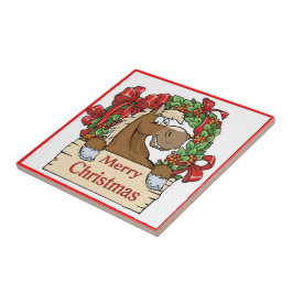 Western julhäst med andedräkt kakelplatta