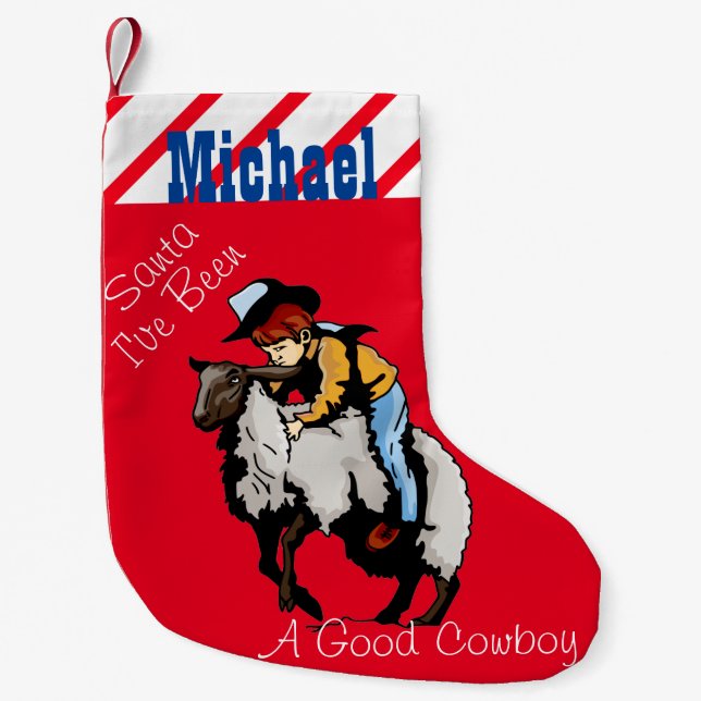 Western julklapp Cowboy Mutton Buster Liten Julstrumpa (Framsidan)