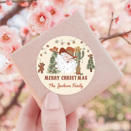 Western julklass Tack Runt Klistermärke