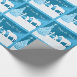 Western julpojke som ber om fred på jorden presentpapper