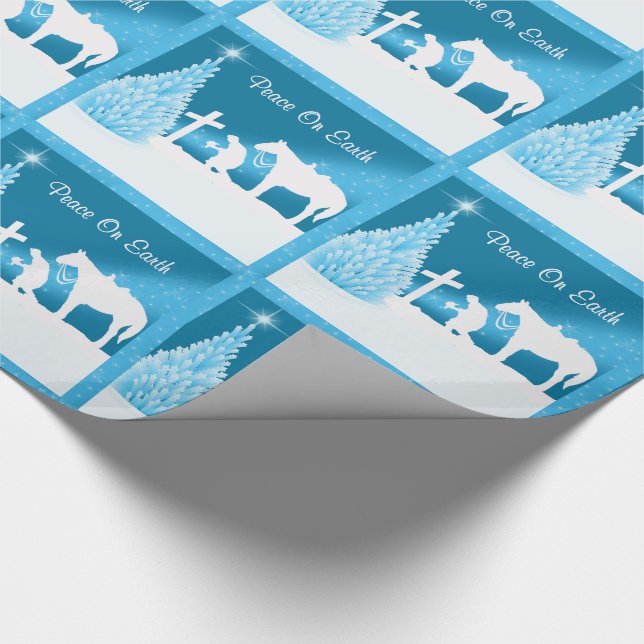 Western julpojke som ber om fred på jorden presentpapper (Hörn)