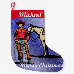 Western julstrumpaCowboy med hästen Liten Julstrumpa