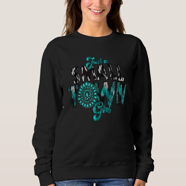 Western Just a Small Town Girl Cowgirl Leopard T Shirt (Framsida)