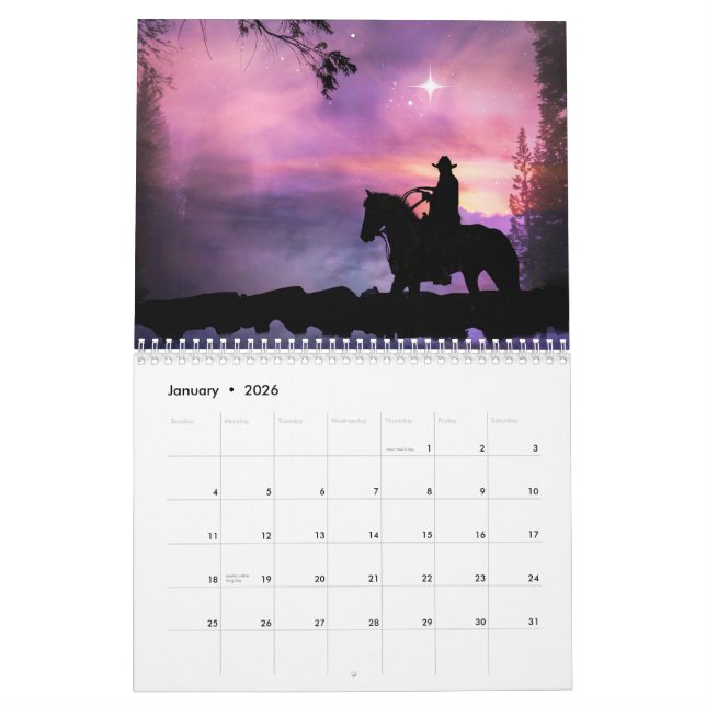 western kalender för Cowboyen Land 2025 (Jan 2026)