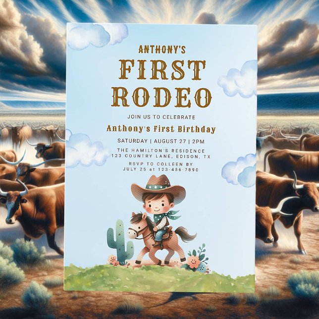 Western kallelse till Cowboy First Rodeo 1:a födel Inbjudningar (Skapare uppladdad)
