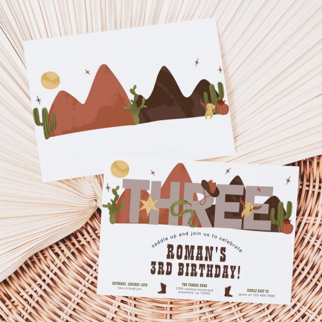 Western kallelse till Cowboys 3:e födelsedagen Inbjudningar (Skapare uppladdad)