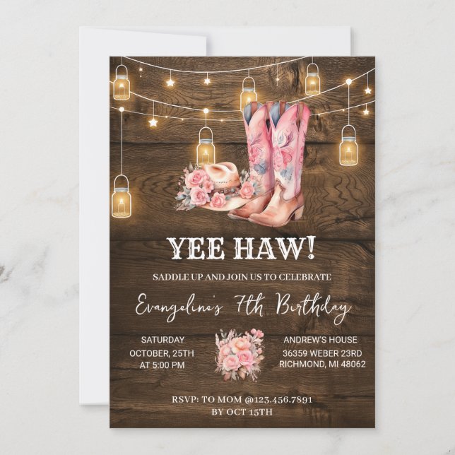 Western kallelse till  Rosa Inbjudningar (Framsida)