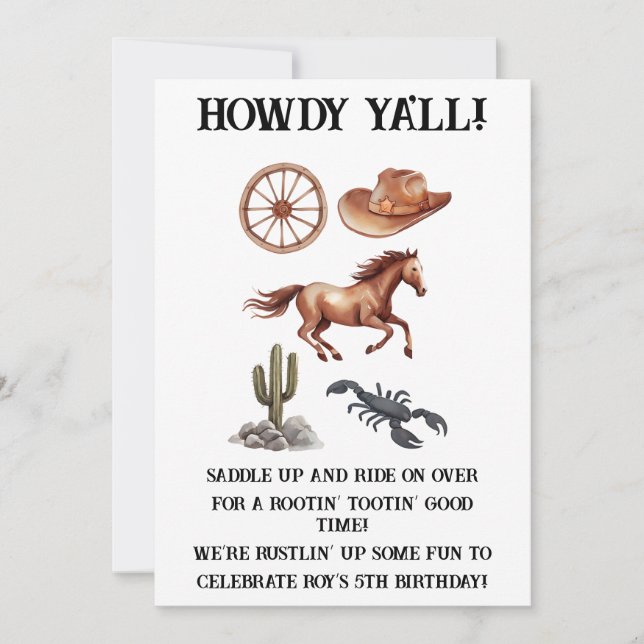 Western Kid Art för vattenfärg Inbjudningar (Framsida)