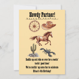 Western Kid Art Tan för vattenfärg Inbjudningar