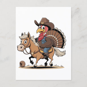 Western kokt Turkiet Thanksgiving Cowboy Cowgirl Helg Vykort