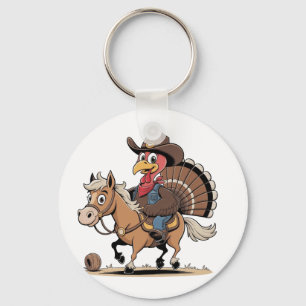 Western kokt Turkiet Thanksgiving Cowboy Cowgirl Nyckelring