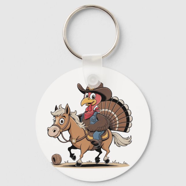 Western kokt Turkiet Thanksgiving Cowboy Cowgirl Nyckelring (Framsida)