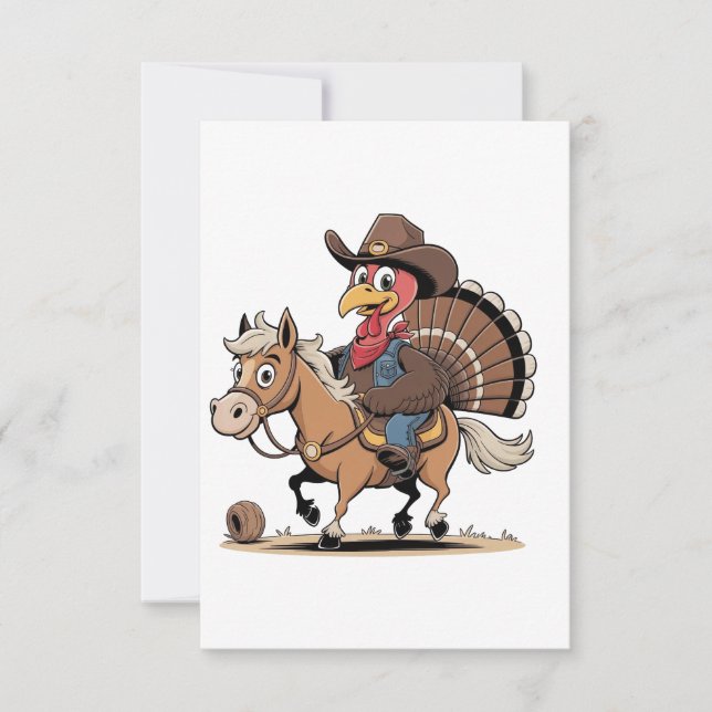 Western kokt Turkiet Thanksgiving Cowboy Cowgirl Tack Kort (Framsida)