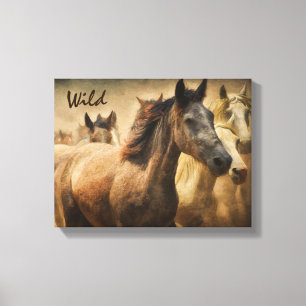 Western konst av vild Horses Canvastryck
