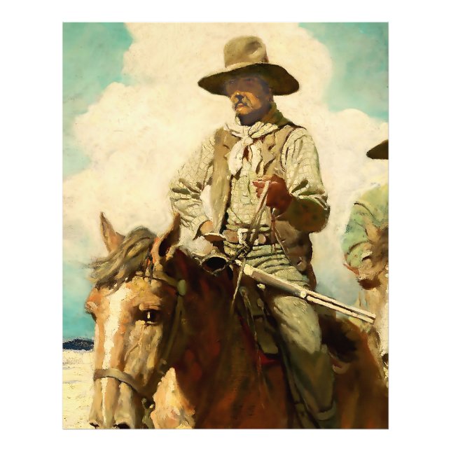 Western konst av Wiry Marshall av NC Wyeth Fototryck (Framsidan)