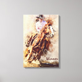 Western konst, Cowgirl Horse, Rodeo Winner Canvastryck