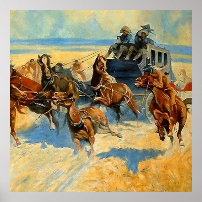 Western konst "Downing the Nigh Leader" Poster (Framsidan)