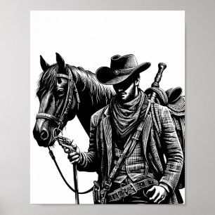 Western konst med hästillustration poster