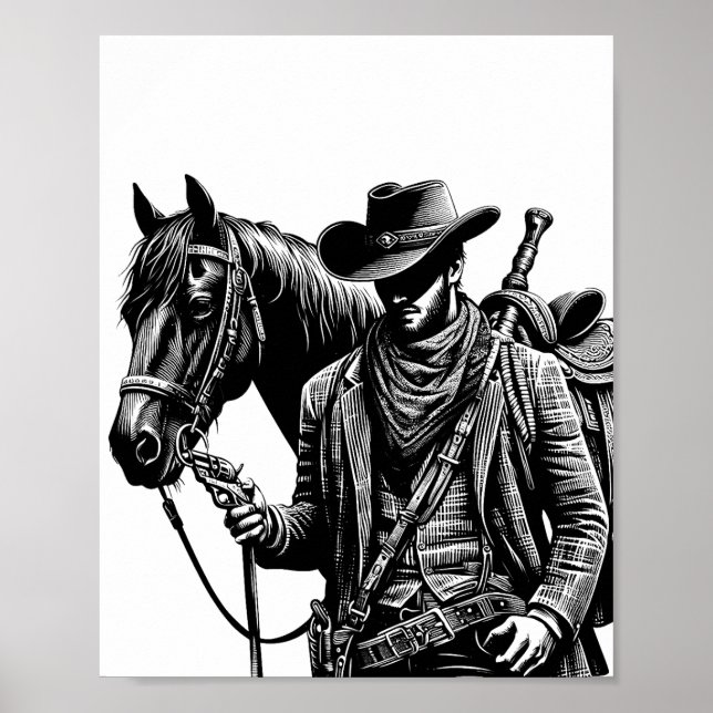 Western konst med hästillustration poster (Framsidan)