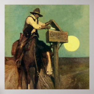 western konst "Rural Delivery" av NC Wyeth Poster