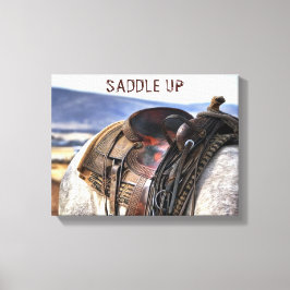 Western konst, sadel, häst, Kanvastryck
