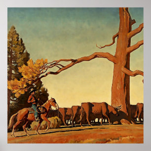 western konst "Top the Ridge" av Maynard Dixon Poster
