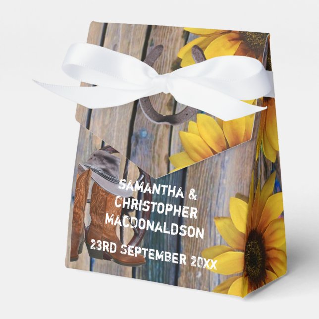 Western korkpojke och land blommigt bröllop presentaskar (Framsidan Sidan)