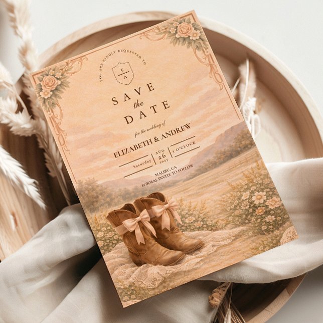 Western Lace Cowboy Boots Wedding Spara Datumet (Skapare uppladdad)