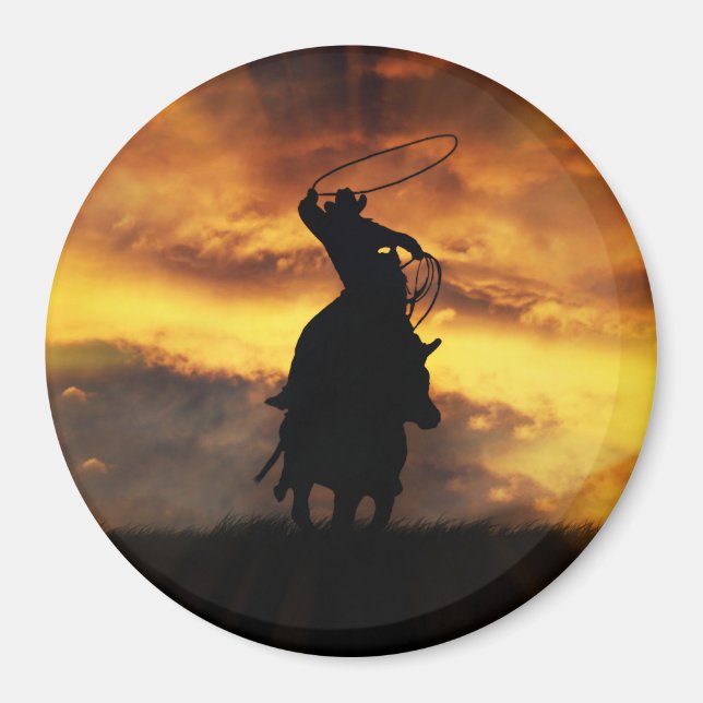 Western land-cowboy från häst magnet (Framsidan)