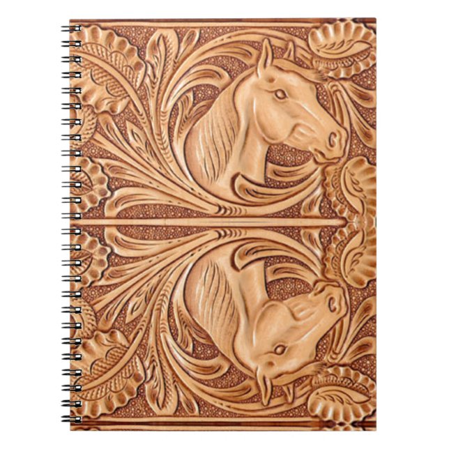 western land läderhäst av rostfritt skinn anteckningsbok med spiral (Framsidan)