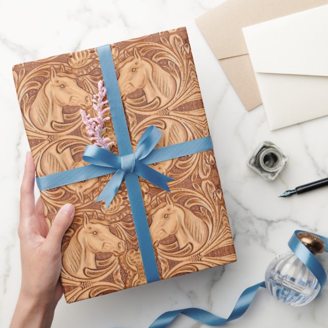 western land läderhäst av rostfritt skinn presentpapper (Gåvor)