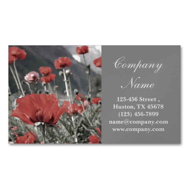 Western Land Red Poppy Florist AromaTherapi Visitkortmagnet (Framsida)