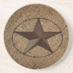 Western Land Rustic Burlap Primitive Texas Star Underlägg Sandsten