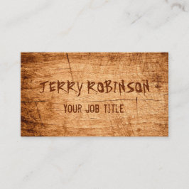 Western Land Rustic Scratched Wood Grain Visitkort