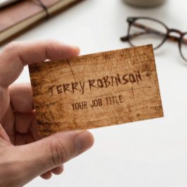 Western Land Rustic Scratched Wood Grain Visitkort