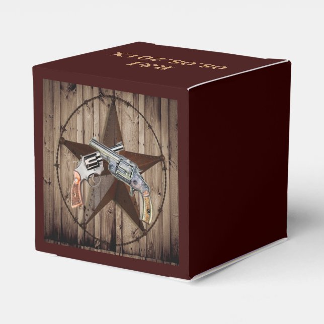 western land-textur, stjärnig cowboypistol presentaskar (Baksidan Sidan)