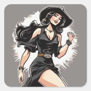Western LBD-etikett för vintage Fyrkantigt Klistermärke