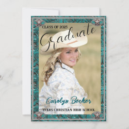 Western Leathe Cowgirl Photo Studenten-inbjudan Tack Kort