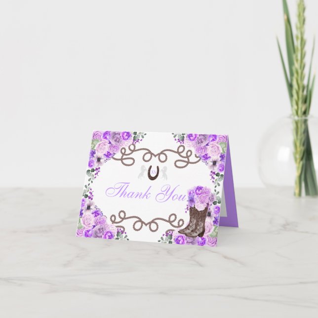 Western Lila Charra Quinceanera - tack för ditt ko Inbjudan (Framsida)