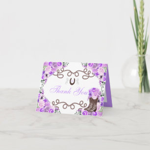 Western Lila Charra Quinceanera - tack för ditt ko Inbjudan