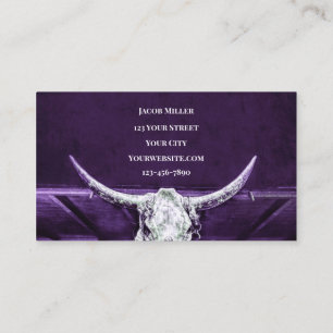 Western Lila White Rustic Bull Cow Skull Barn Visitkort